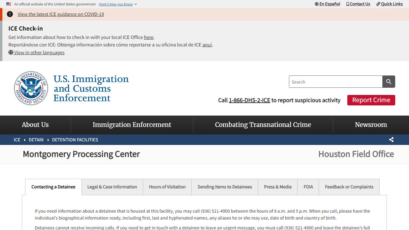 Montgomery Processing Center | ICE - U.S. Immigration and Customs ...